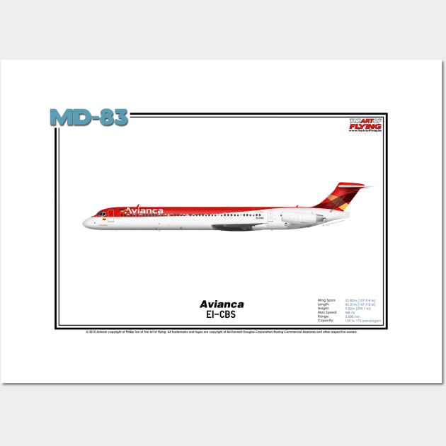 McDonnell Douglas MD-83 - Avianca (Art Print) Wall Art by TheArtofFlying